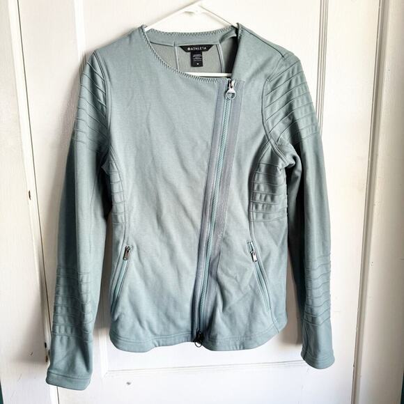 Athleta Full Asymmetrical Zip Moto Jacket Minimalist Gray Textured Details M - Picture 6 of 16